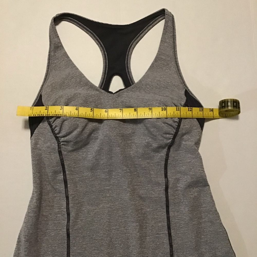Lululemon Athletica Women’s Tank Top Keyhole Racerback Gray/White Stripe - Picture 4 of 9